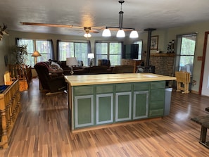 Fully open upstairs with large center island