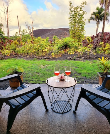 Sit comfortably in the chair on our covered patio and enjoy the spectacular view