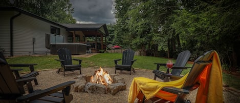 Private peaceful evening around the fire pit with s’mores