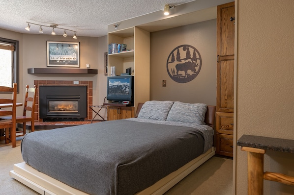 Main living area with murphy bed open