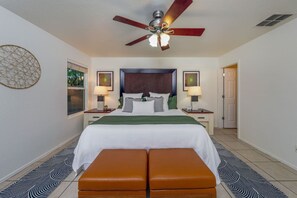Primary bedroom with king bed