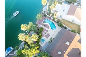 Kayaks & Fishing Boat provided 4 free! 24' Pontoon boat via separate rental.