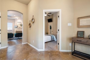 Upstairs guest room with easy access from front door