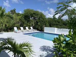 Backyard pool deck