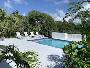 Backyard pool deck