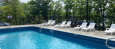 Relax poolside, after a day on the lake.