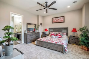 Primary Suite with a King bed, sitting area & coffee bar