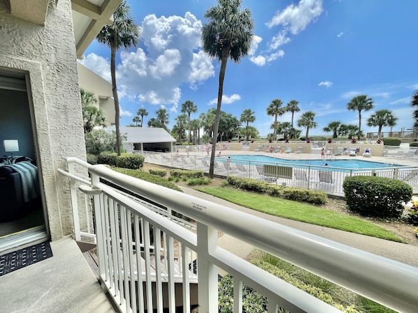 Balcony from Living Area with Direct Access to Pool