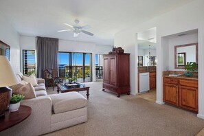 Poipu Sands 124 Living Area with Spectacular Ocean View