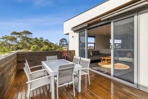 Upper deck with sea view.