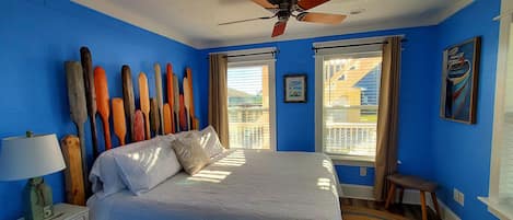 Master bedroom with king size bed & hand made nautical headboard