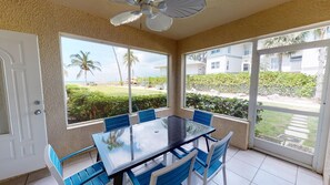 Outside screened in patio - you can hear the ocean as you relax.