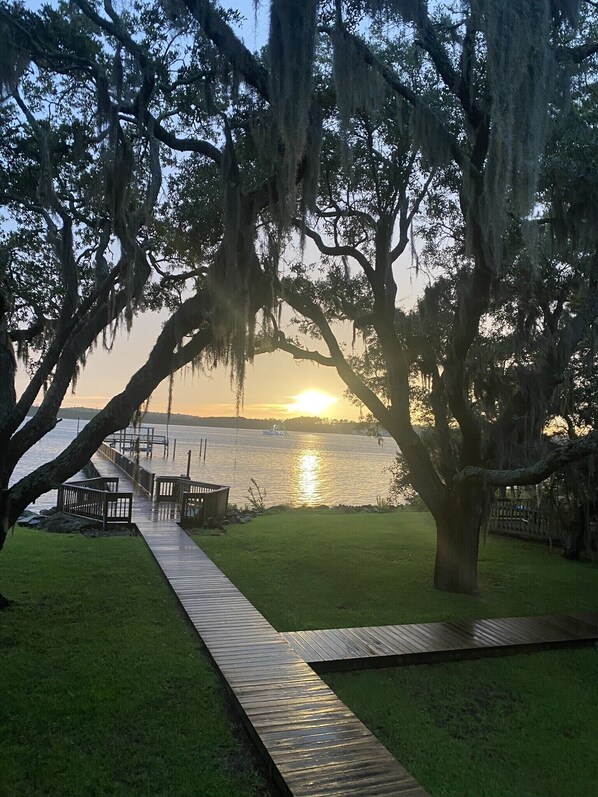 Beautiful view from screened porch at the ever changing sunset and water views