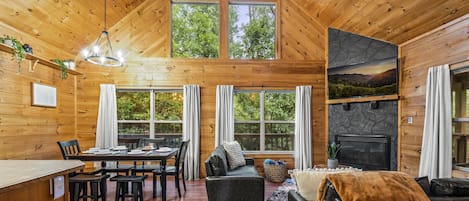 wall of windows with peaceful views and seclusion.