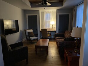 South East Living Room with 55" Roku TV and Desk