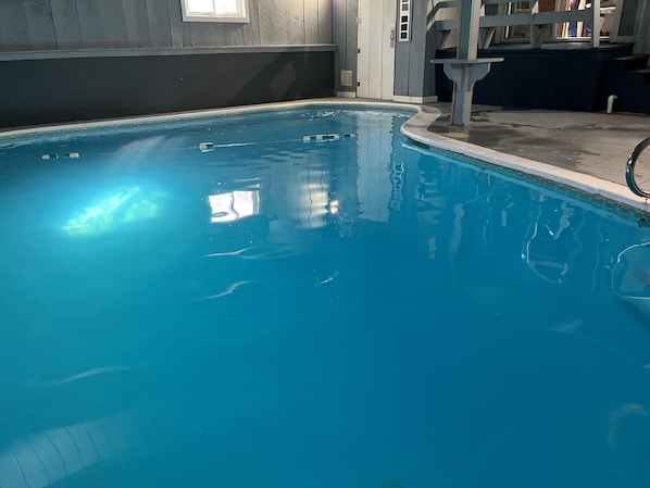 Indoor heated pool set at 83 degrees year round