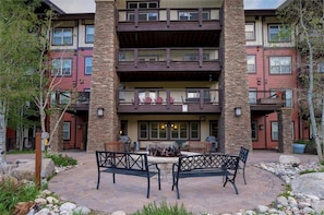 Patio on south side of Base Camp One facing the building.