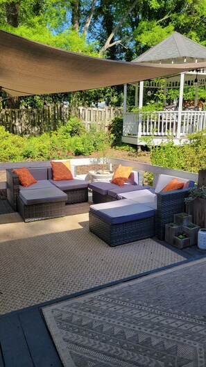 Lounge area with solar lights