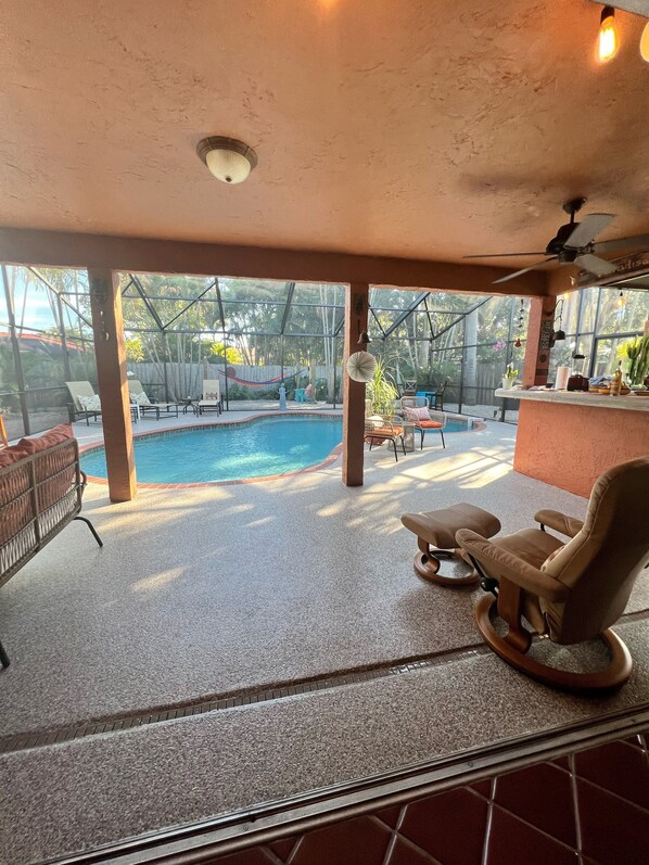 Fun, in-ground swimming pool…no belly flops please. 