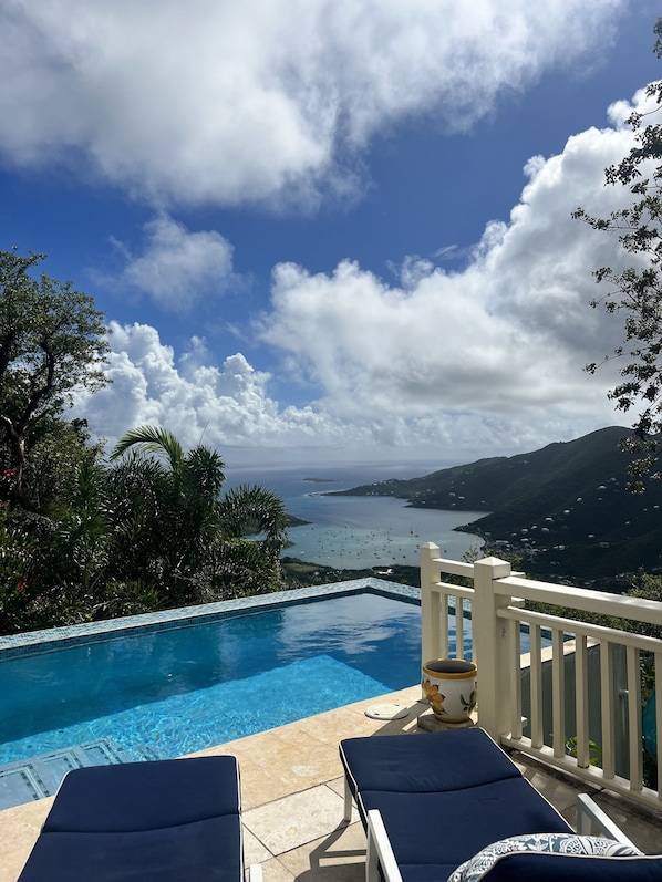 Tropical Manor St John Villa Rental with Private Pool and Patio Overlooking Bay