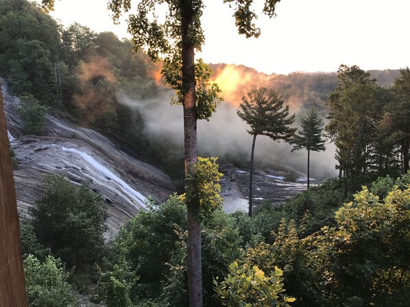 Morning sunrise at the “Barrow’s Den” in Pisgah Forest overlooking Waterfall