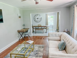 Our living room is the perfect place to gather or relax and watch TV.