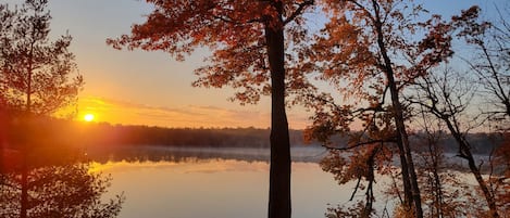 October sunrise over the lake 