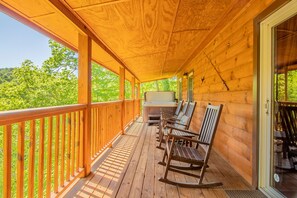 Rocking chairs overlooking Oconaluftee River