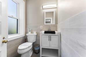 Relax and unwind in our stylish bathroom