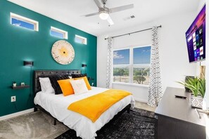 Unwind in this well appointed Queen size bed (sleeps 2) at the end of a long day.   43-inch Smart TV.