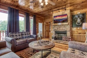 Four Bears Lodge's cozy living area