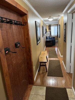 Ski and snowboard racks right inside the condo. 