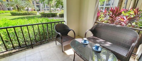 L1302 is a ground floor unit set back from the pool and just inside the PACIFICO main gate.  Relax in the shade on your private outdoor terrace.  