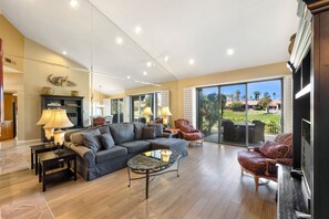 Living room with double sliding doors and a fabulous view