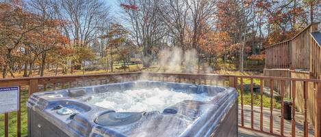 THE perfect spot to relax and unwind...the hot tub is open all year long. 