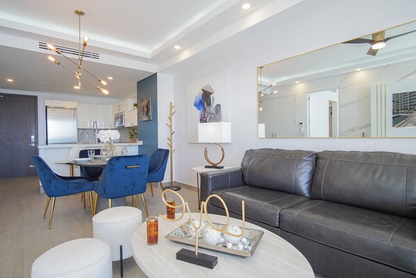 Living room and kitchen area
