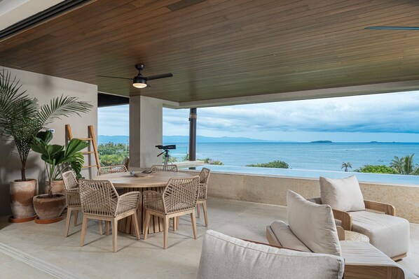 Outdoor living and dining with a view.