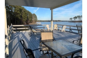 Beautiful lake view from upper deck. Quiet, secluded cove. Deep water.