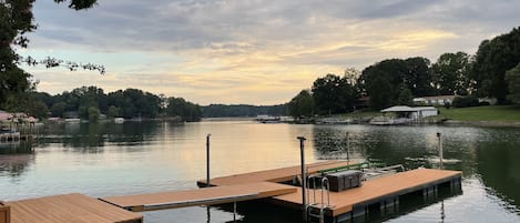 Private dock on Lake Norman, deep water for swimming or tying up your boat!