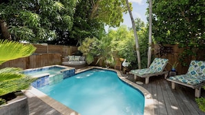 The pool area has a hot tub as well...