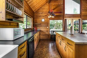 Indoors, Hardwood, Stained Wood, Kitchen, Microwave