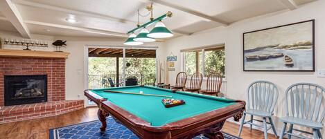 Pool table in game room area. Pine Mountain Lake Vacation Rental "Dock Holiday" - Unit 3 Lot 173.