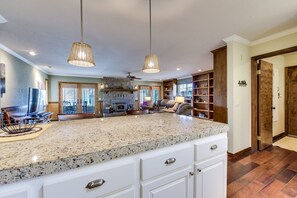 Kitchen view into living room. Unit 4 Lot 266 Vacation Rental (Sue's Deer Retreat)