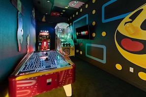 Arcade w/ Air Hockey Table, Racing  and Basketball Game
