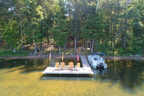 Lake view of sandy frontage.