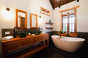 Natural light fills the bathroom