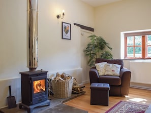 Cosy woodburner for those chilly Welsh evenings | Dairy Cottage - Carmarthen Cottages, Cwmdu, Near Llandeilo