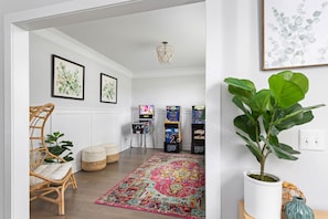 Have fun in the game room with Marvel digital pinball Space Invaders and Galaga.