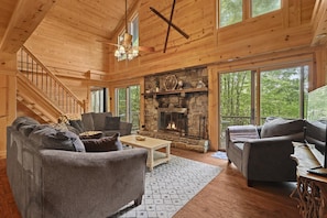 Enjoy warming up by the fire or watching TV!