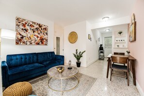 Open layout with cozy futon